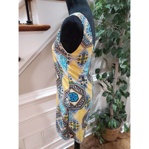 Fab'rik Womens Multi Floral Polyester Sleeveless V Neck Knee Length Dress Small - Picture 5 of 13